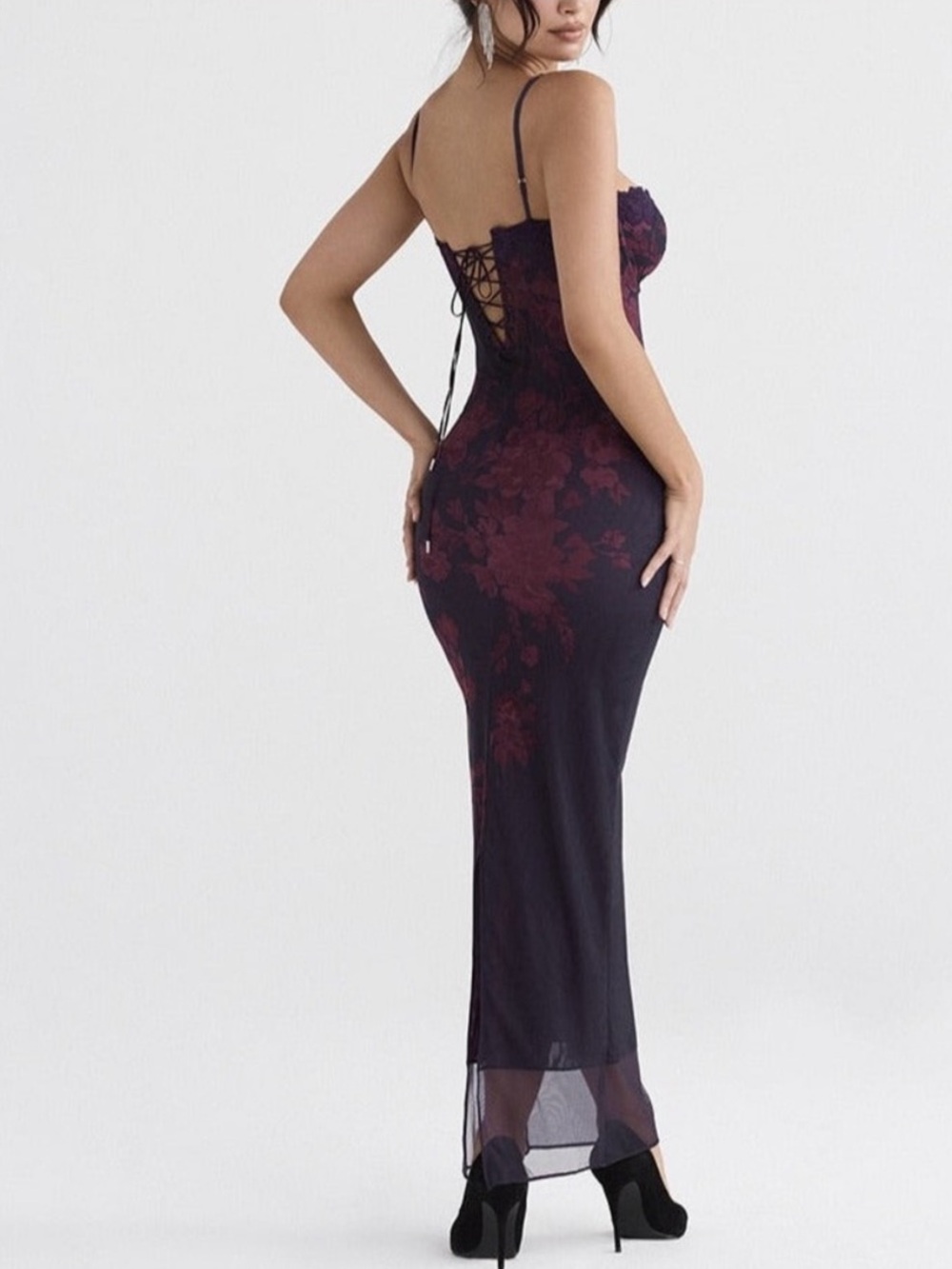 Commense Lottie Floral Print Cocktail Evening Maxi Bodycon Dress Size Med - Picture 5 of 13